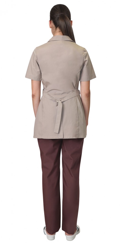 Костюм СИРИУС-ЛИРА женский: блуза/брюки бежевый с шоколадным