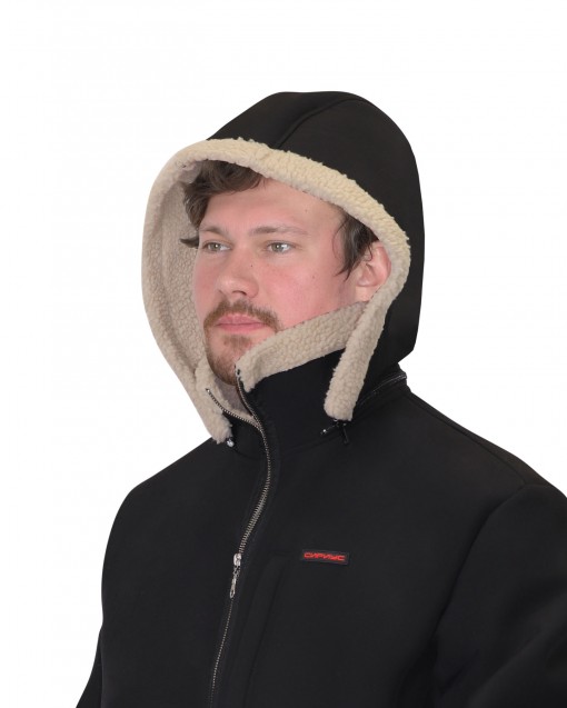 Куртка СИРИУС-ШТУРМ демисезонная  с капюшоном софтшелл черная