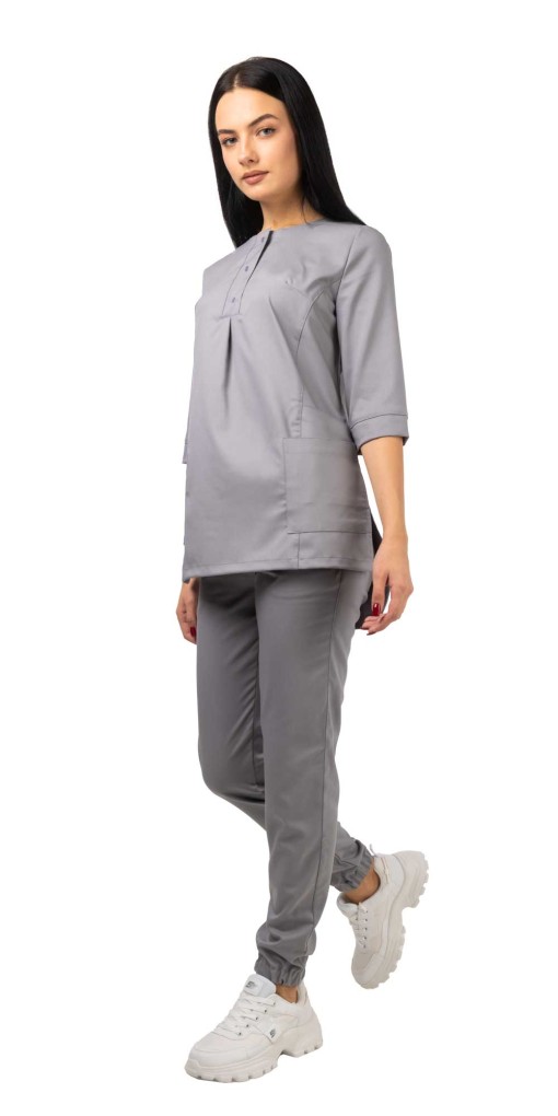 Костюм В-489 женский: блуза/брюки серый