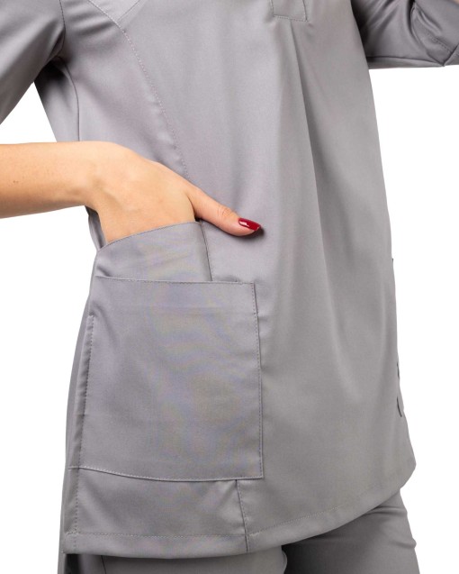 Костюм В-489 женский: блуза/брюки серый