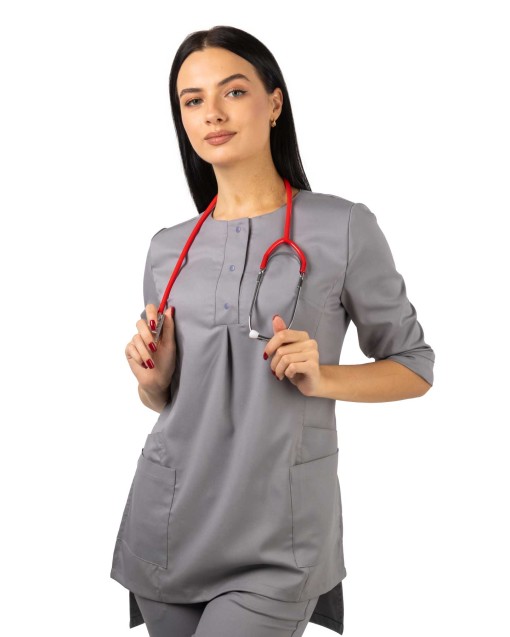 Костюм В-489 женский: блуза/брюки серый