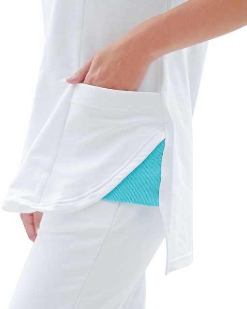 Костюм трикотажный Т-536 женский: блуза/брюки белый с бирюзовым