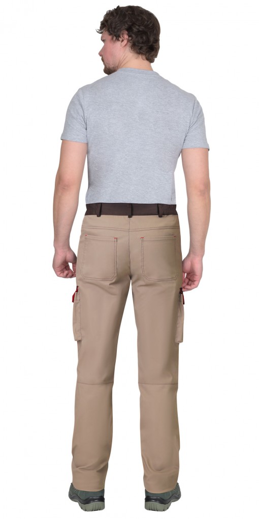 Брюки СИРИУС-ДЖЕТ БРАУН песочные с т.коричневым стрейч