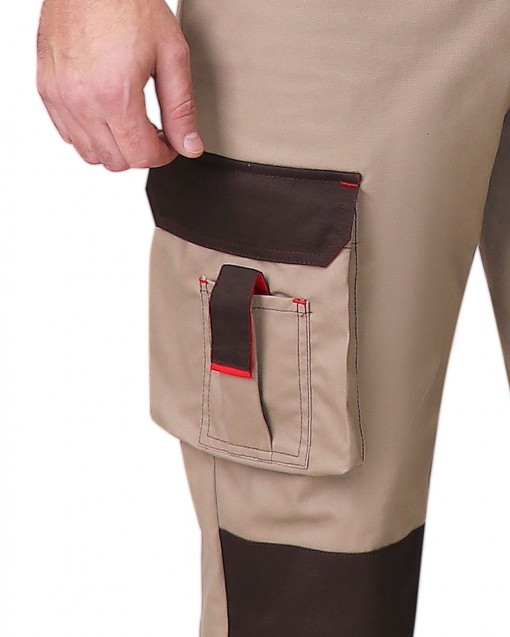 Брюки СИРИУС-ДЖЕТ БРАУН песочные с т.коричневым стрейч