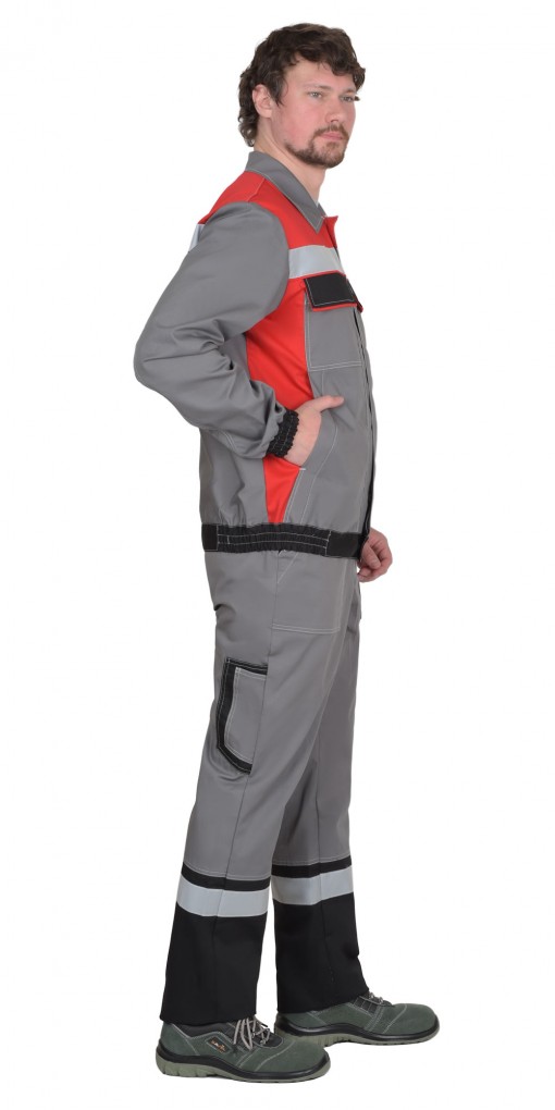 Костюм СИРИУС-МАСТЕР куртка/брюки средне-серый с красным, черным с СОП