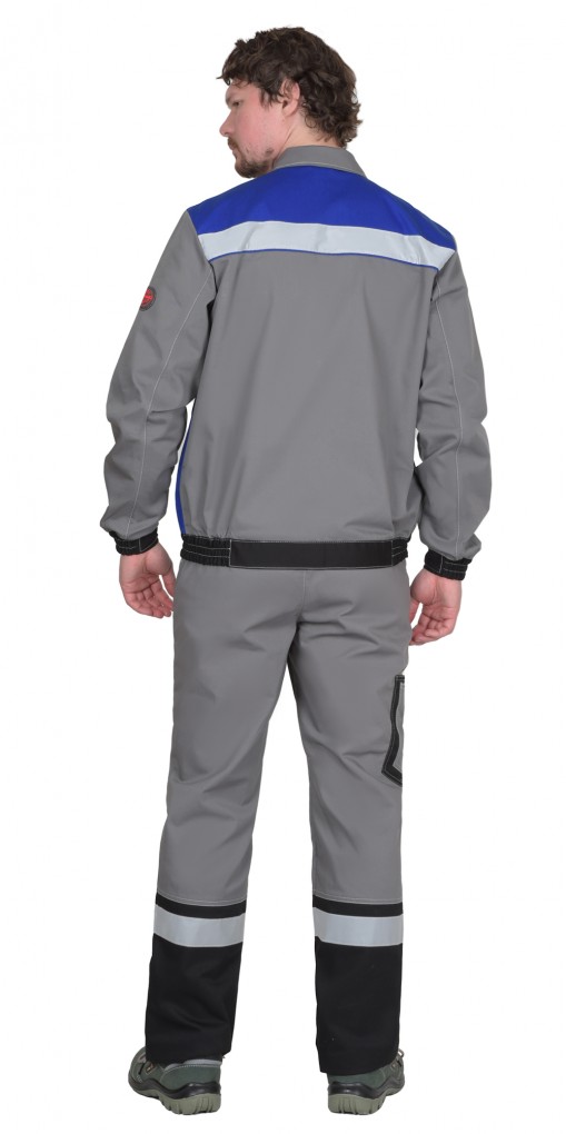 Костюм СИРИУС-МАСТЕР куртка/полукомбинезон средне-серый с васильком, черным и с СОП