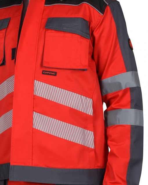 Костюм СИРИУС-АТОМ куртка/брюки красный с серым и СОП