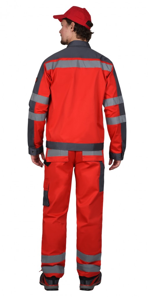 Костюм СИРИУС-АТОМ куртка/брюки красный с серым и СОП