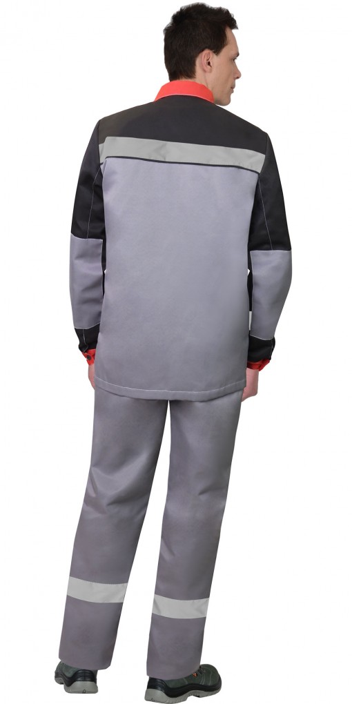 Костюм СИРИУС-ПРОФИЛЬ куртка/брюки ср.серый с черным с красной отделкой и СОП