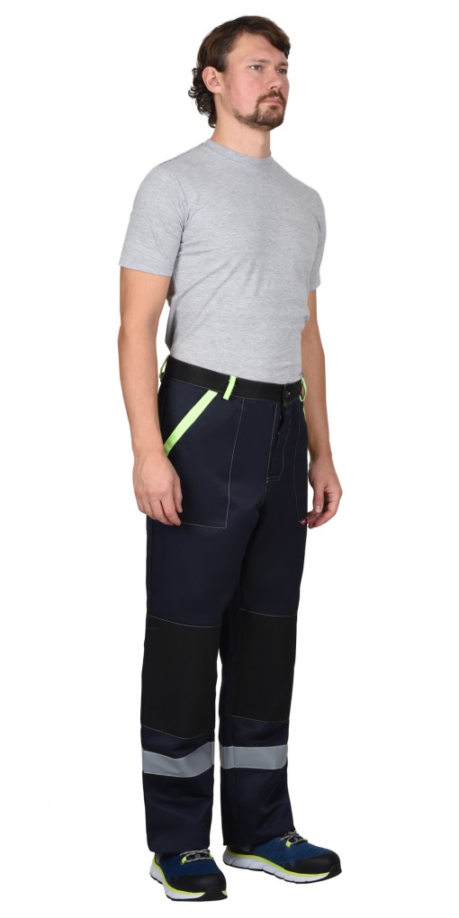 Костюм СИРИУС-ПРОФИЛЬ куртка/брюки темно-синий с лимонным с черной отделкой и СОП