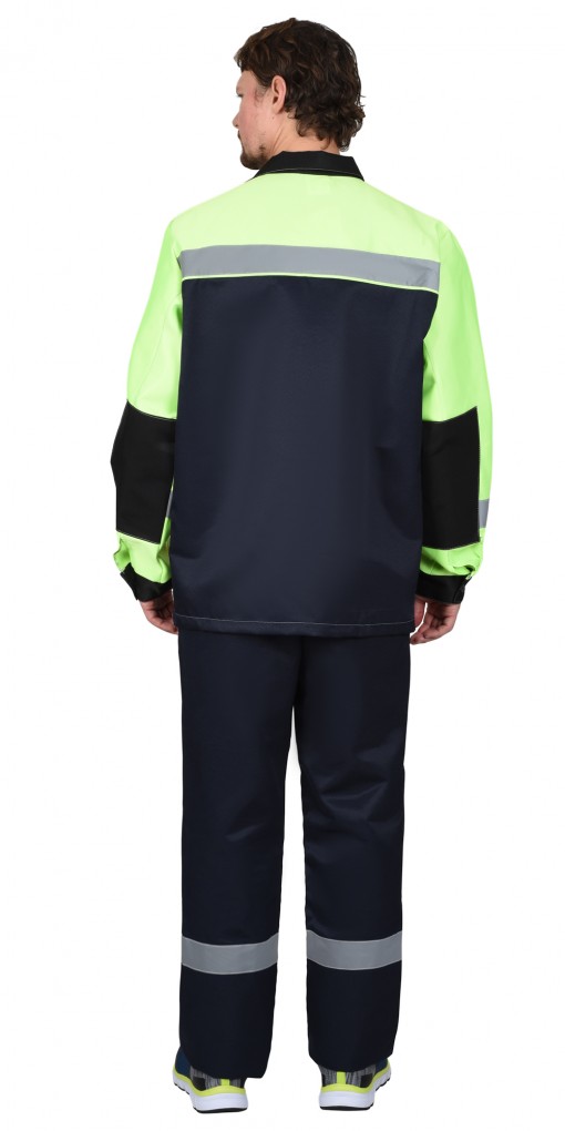 Костюм СИРИУС-ПРОФИЛЬ куртка/брюки темно-синий с лимонным с черной отделкой и СОП