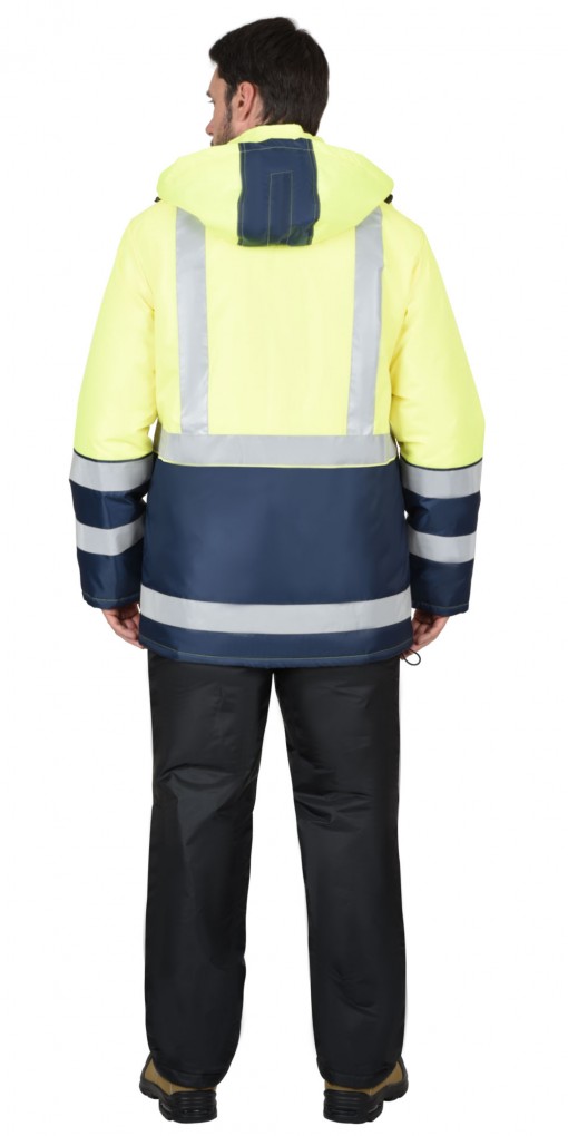 Куртка СИРИУС-ТЕРМИНАЛ зимняя  темно-синяя с лимонным и СОП