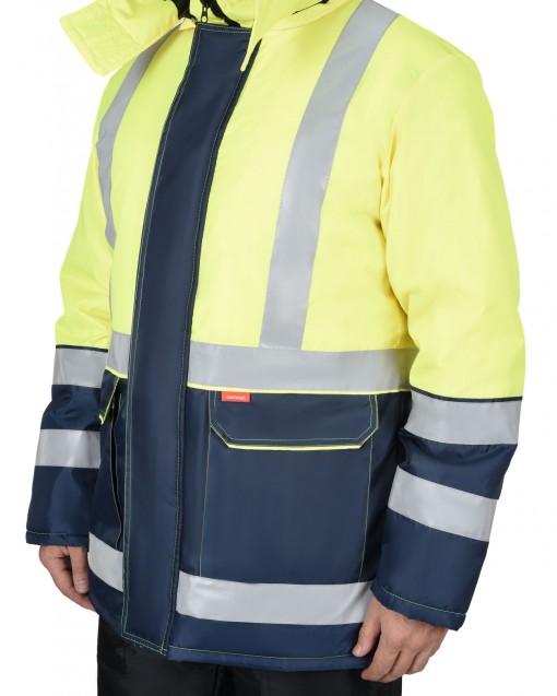 Куртка СИРИУС-ТЕРМИНАЛ зимняя  темно-синяя с лимонным и СОП