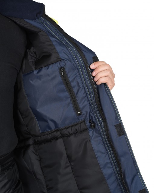 Куртка СИРИУС-ТЕРМИНАЛ зимняя  темно-синяя с лимонным и СОП