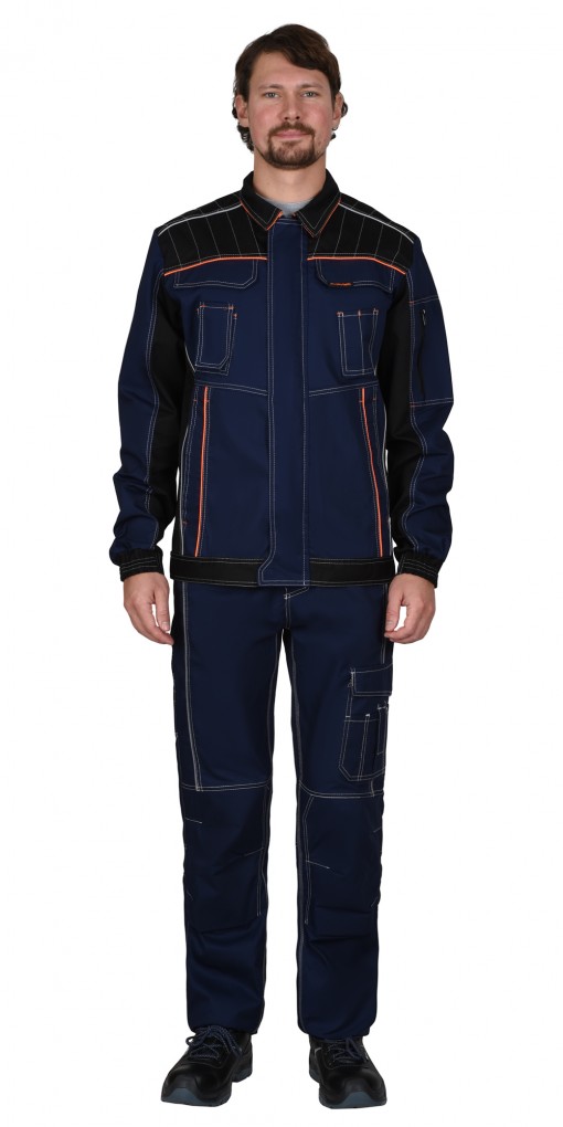 Куртка СИРИУС-ПРЕСТИЖ синяя с черным и оранжевой отделкой