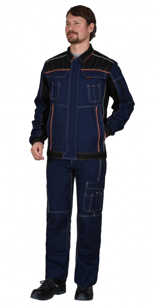 Куртка СИРИУС-ПРЕСТИЖ синяя с черным и оранжевой отделкой