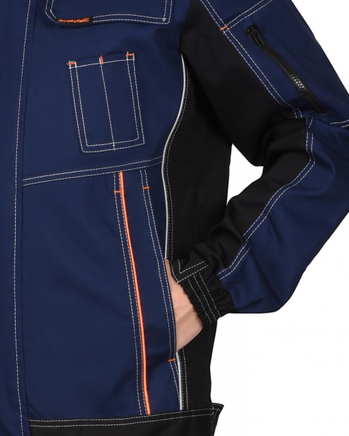 Куртка СИРИУС-ПРЕСТИЖ синяя с черным и оранжевой отделкой