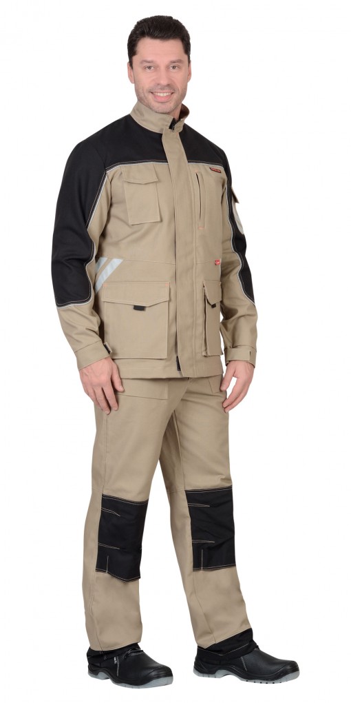 Куртка СИРИУС-ВЕСТ-ВОРК удлиненная бежевая с черным