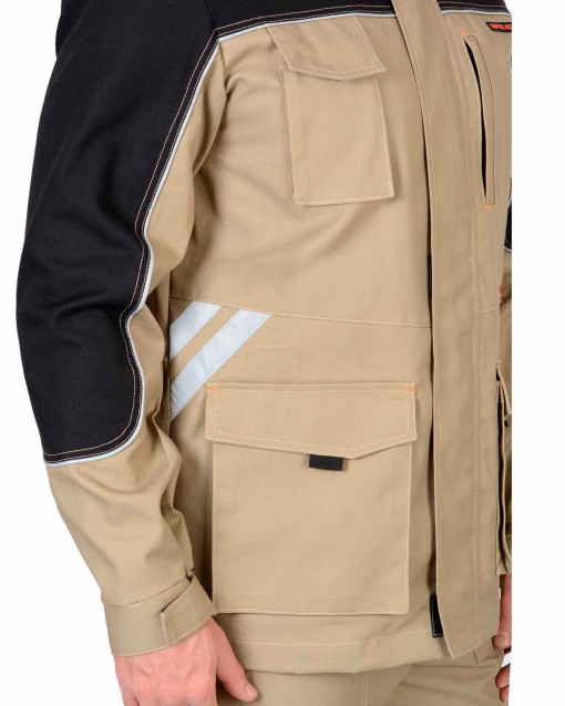 Куртка СИРИУС-ВЕСТ-ВОРК удлиненная бежевая с черным