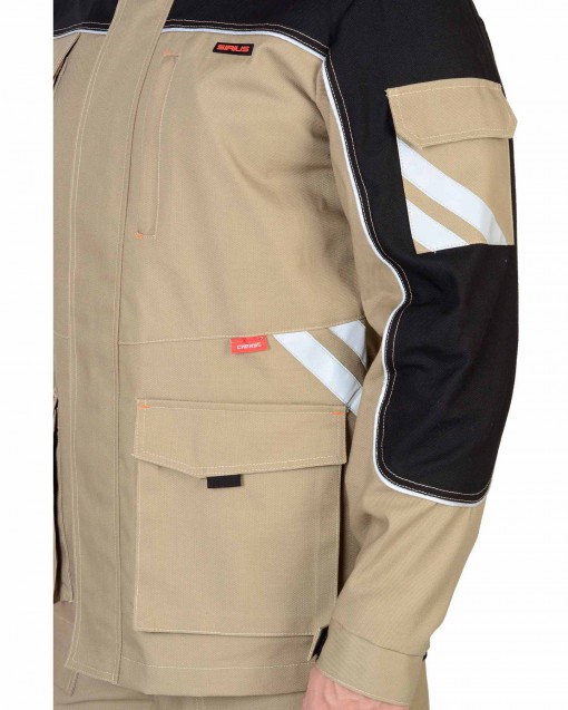 Куртка СИРИУС-ВЕСТ-ВОРК удлиненная бежевая с черным