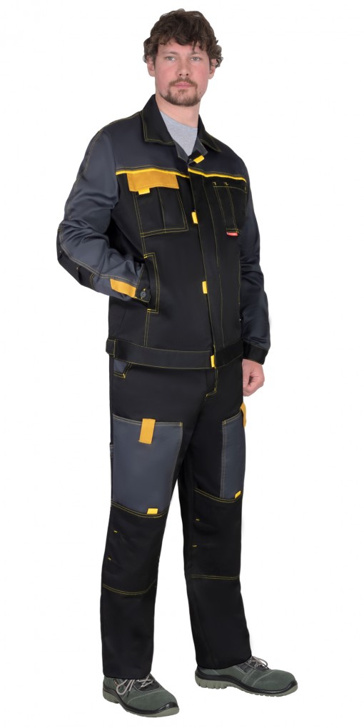 Костюм СИРИУС-ФАВОРИТ куртка/брюки, черный с темно-серым