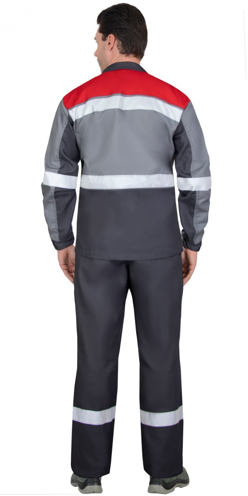 Костюм СИРИУС-ПАРИТЕТ куртка, дл, брюки темно-серый со средне-серым красным и СОП