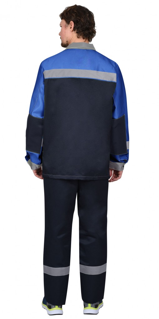 Костюм СИРИУС-ПРОФИЛЬ куртка/брюки синий с васильковым со светло-серой отделкой и СОП