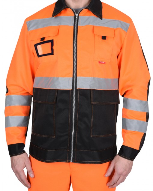 Костюм СИРИУС-МАГИСТРАЛЬ-ЛЮКС : куртка, брюки оранжевый с чёрным и СОП