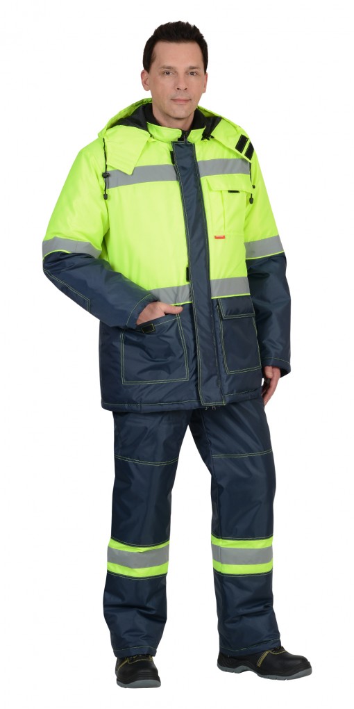 Костюм СИРИУС-ТЕРМИНАЛ зимний: куртка, полукомбинезон лимонный с синим тк. Оксфорд