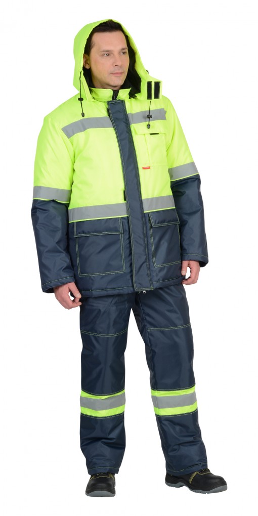 Костюм СИРИУС-ТЕРМИНАЛ зимний: куртка, полукомбинезон лимонный с синим тк. Оксфорд