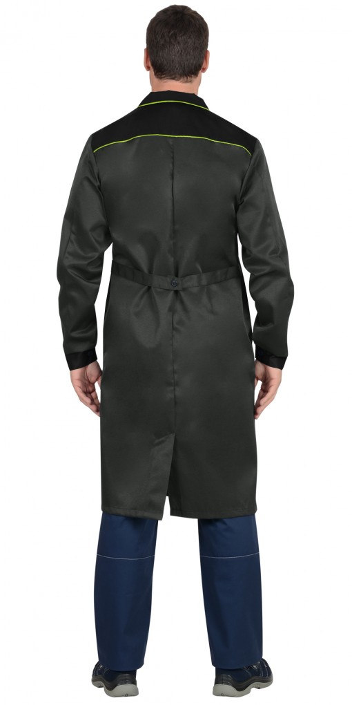 Халат СИРИУС-ТЕХНИК серый с черным и лимонной отделкой