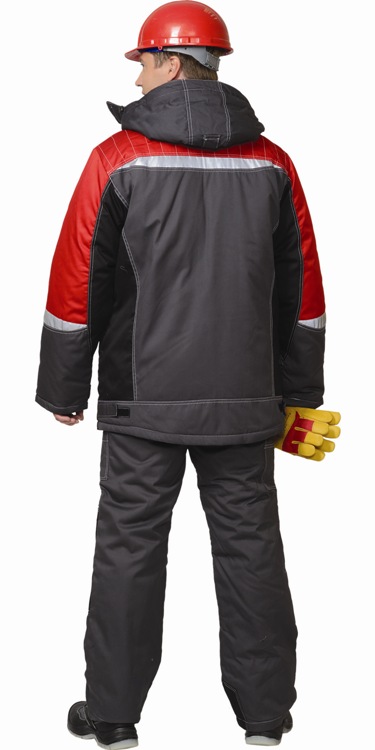 Костюм СИРИУС-Фаворит-Мега зимний: куртка дл.,полукомбинезон темно-серый с черным и красн. и СОП