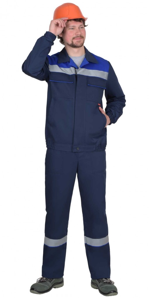 Костюм СИРИУС-МАСТЕР-РОСС куртка/полукомбинезон, темно-синий с васильковым и СОП