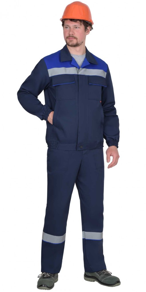 Костюм СИРИУС-МАСТЕР-РОСС куртка/полукомбинезон, темно-синий с васильковым и СОП