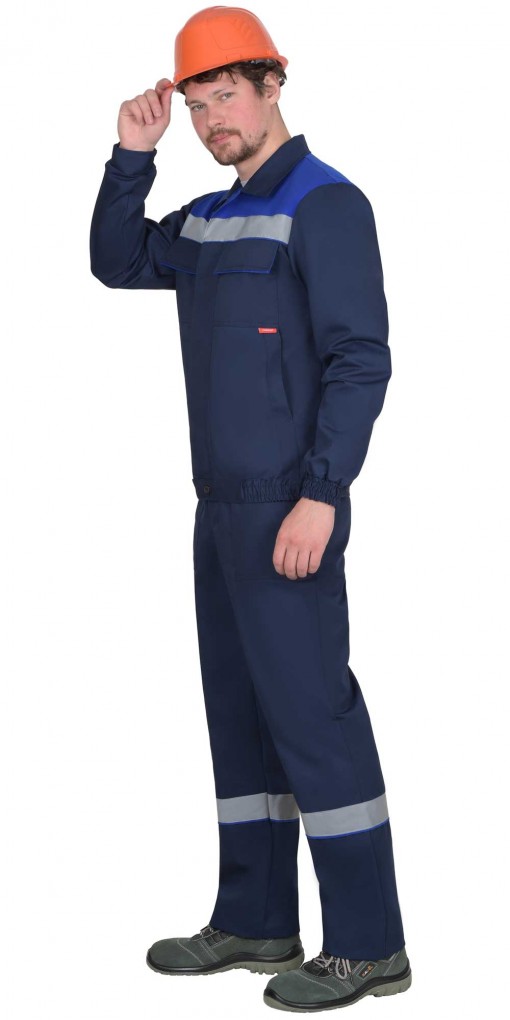 Костюм СИРИУС-МАСТЕР-РОСС куртка/полукомбинезон, темно-синий с васильковым и СОП