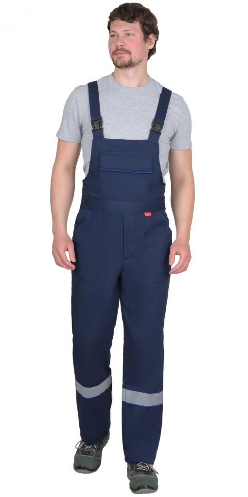 Костюм СИРИУС-МАСТЕР-РОСС куртка/полукомбинезон, темно-синий с васильковым и СОП