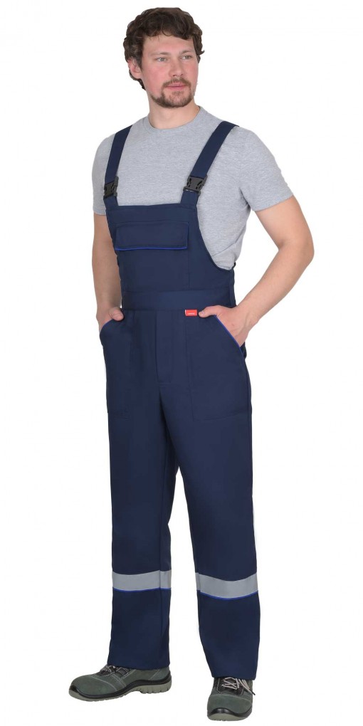 Костюм СИРИУС-МАСТЕР-РОСС куртка/полукомбинезон, темно-синий с васильковым и СОП