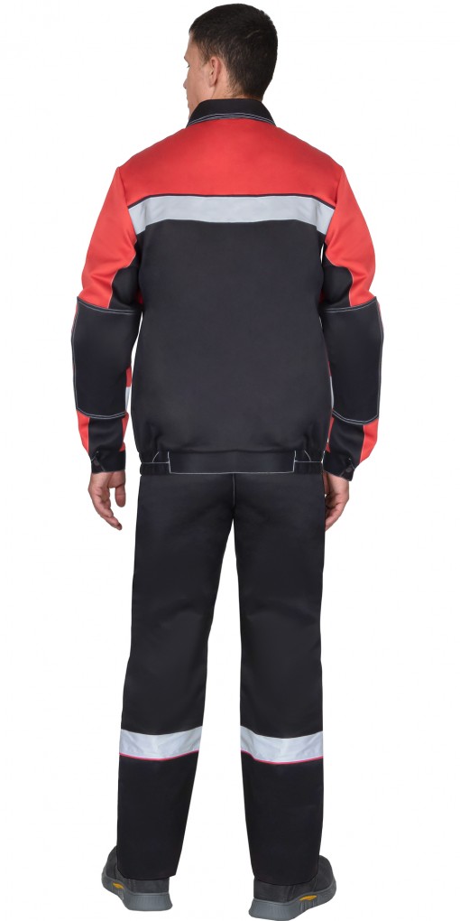 Костюм СИРИУС-ЛИГОР-2 куртка/полукомбинезон, черный с красным и СОП