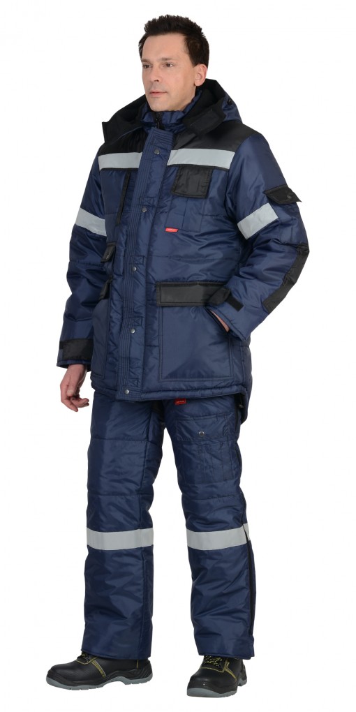 Костюм СИРИУС-БЕРКУТ зимний: куртка дл., полукомбинезон синий с чёрным и СОП 50 мм