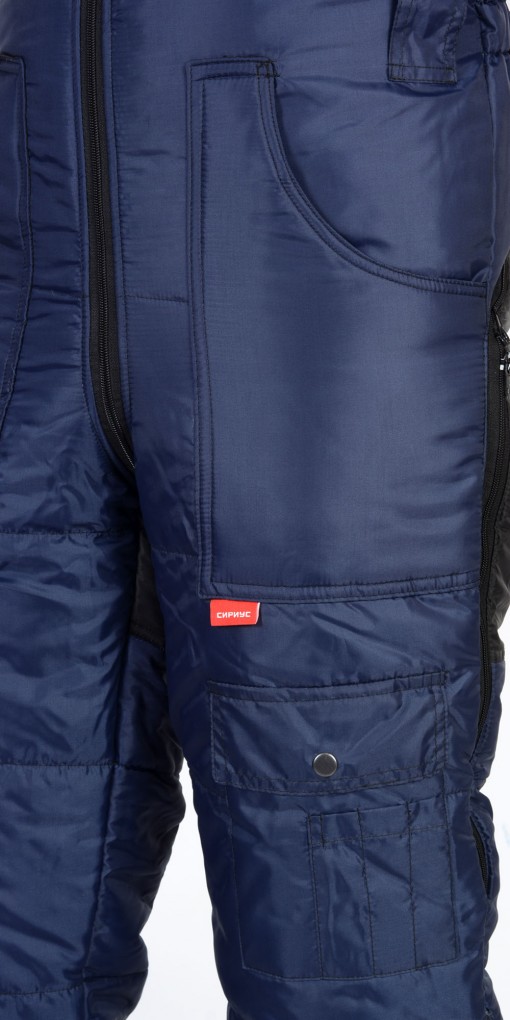 Костюм СИРИУС-БЕРКУТ зимний: куртка дл., полукомбинезон синий с чёрным и СОП 50 мм