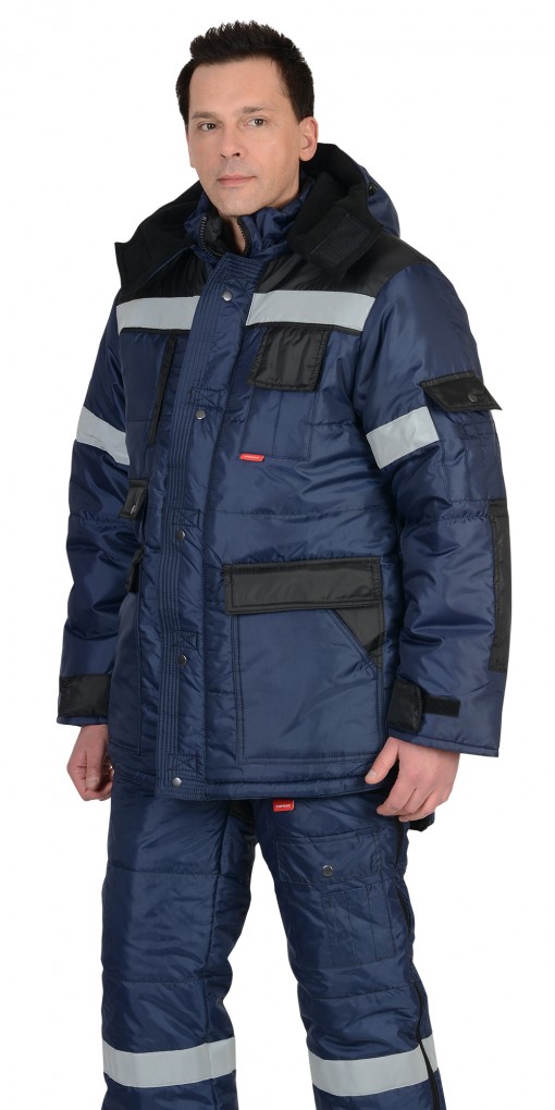 Костюм СИРИУС-БЕРКУТ зимний: куртка дл., полукомбинезон синий с чёрным и СОП 50 мм