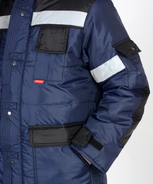 Костюм СИРИУС-БЕРКУТ зимний: куртка дл., полукомбинезон синий с чёрным и СОП 50 мм