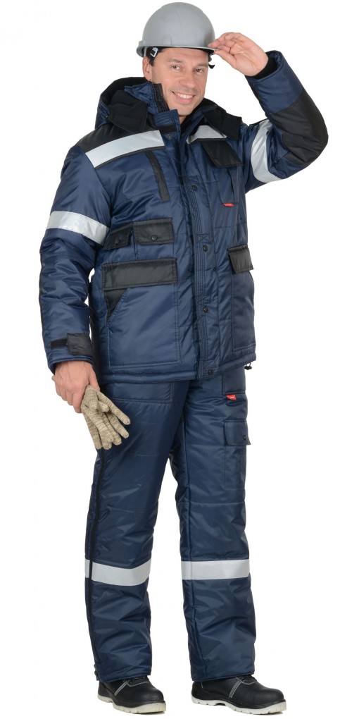 Костюм СИРИУС-БЕРКУТ зимний: куртка дл., полукомбинезон синий с чёрным и СОП 50 мм