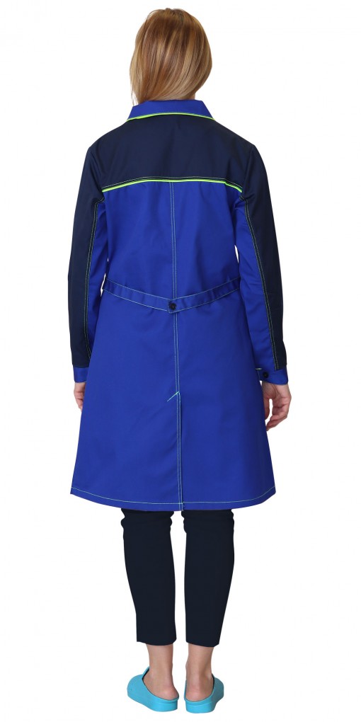 Халат СИРИУС-ИРИНА женский васильковый с синим и лимонным кантом
