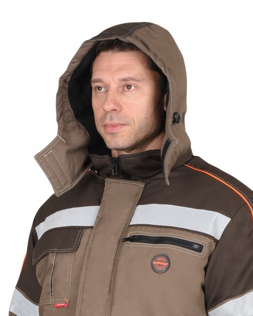 Костюм СИРИУС-РОДОС-РОСС зимний: куртка дл., брюки светло-коричневый с тнмно-коричневым и СОП