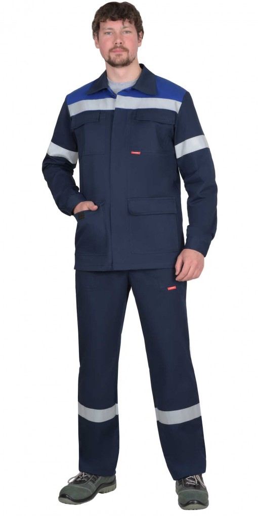 Костюм СИРИУС-СУРГУТ летний: куртка/полукомбинезон тёмно-синий с васильковым и СОП