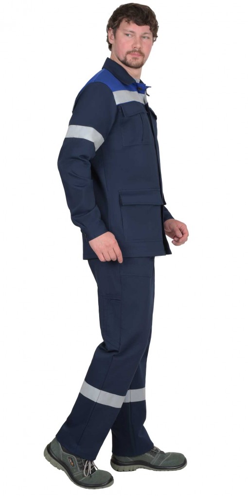 Костюм СИРИУС-СУРГУТ летний: куртка/полукомбинезон тёмно-синий с васильковым и СОП