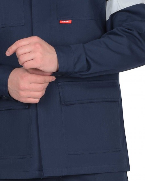 Костюм СИРИУС-СУРГУТ летний: куртка/полукомбинезон тёмно-синий с васильковым и СОП