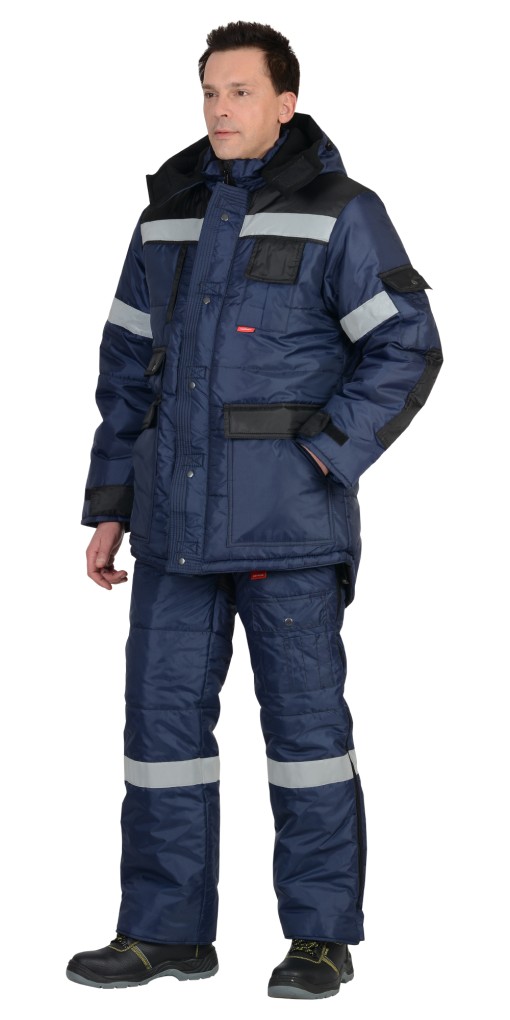 Костюм СИРИУС-БЕРКУТ зимний: куртка дл., полукомбинезон синий с чёрным и СОП 50 мм