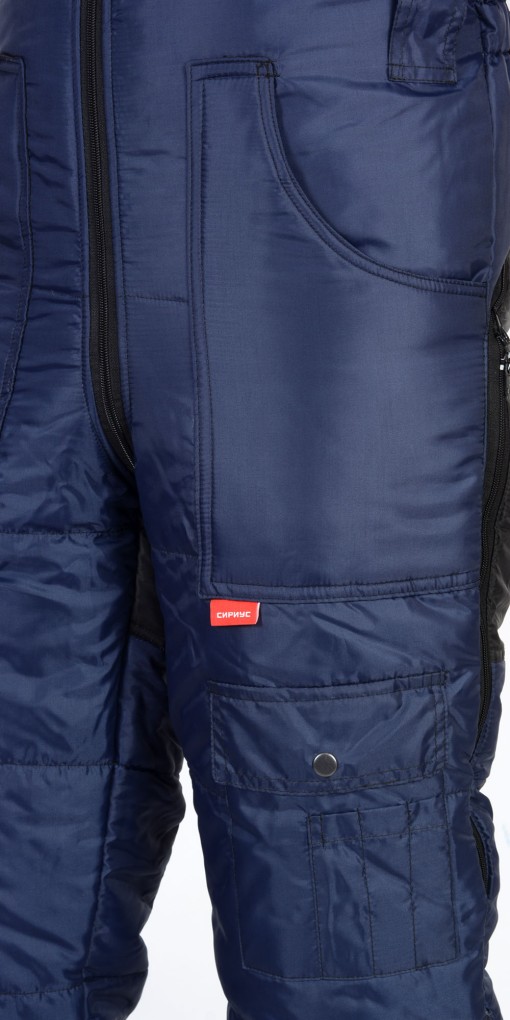 Костюм СИРИУС-БЕРКУТ зимний: куртка дл., полукомбинезон синий с чёрным и СОП 50 мм